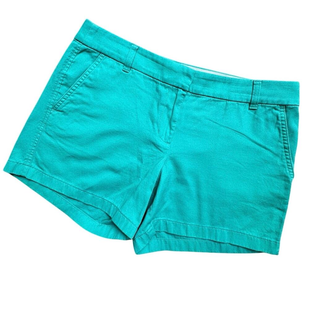 J.CREW Women’s 10  Green Chino Shorts Cotton Slash Pockets Hook & Loop Closure